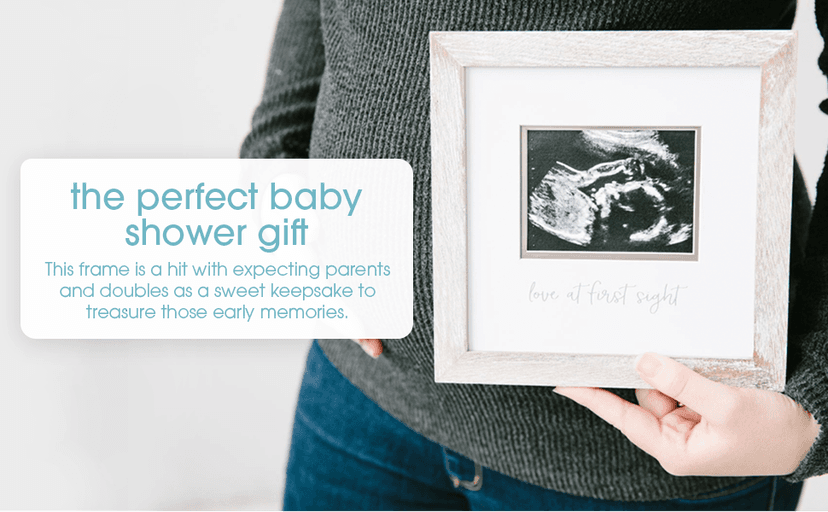 Pearhead Love at First Sight Sonogram Picture Frame, Gender Neutral Ultrasound Keepsake, Baby Gift for Expecting Parents, Ideal Pregnancy, Shower and Nursery Decor, 4” x 3” Photo Insert, Rustic