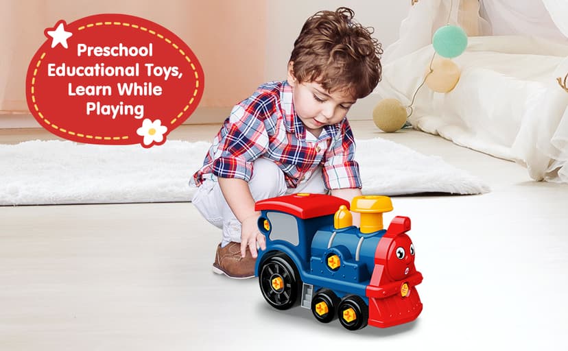 BASUN Toddler Take Apart Toy Set with Electric Drill, DIY Electric Train Assembly, STEM Building Learning Toys, Xmas Gifts for 3-8 Year Old Boys & Girls