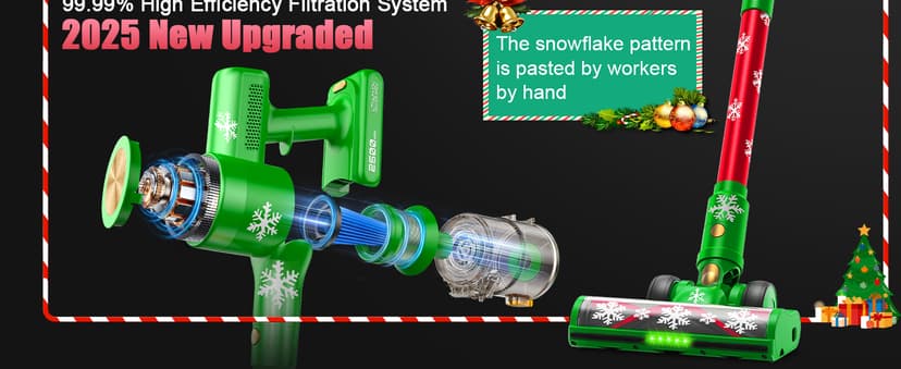 Cordless Vacuum Cleaner, 46Kpa//500W/55Mins Vacuum Cleaners for Home, Self-Standing Stick Vacuum, LED Display & Anti-Tangle, Lightweight Rechargeable Vacuum for Carpet, Floor