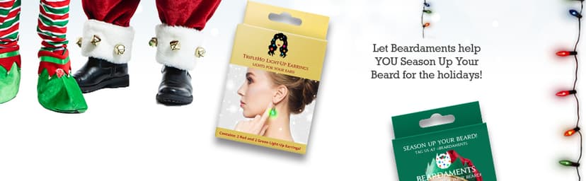Beard Lights - Light-Up Beard Ornaments for Men - Colorful Christmas Beard Baubles with Easy Clip Attachment - Funny Christmas Ornaments - 16pc