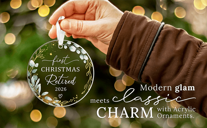 First Christmas Retired Acrylic Ornament - 2026 Retired Gift for Coworker, Boss, Employee, Teacher, Nurse, Woman, Man HEXMOZ Retirement Gift for Woman - Retirement Gifts for Men, Women 2026 B0FG2QFTNS