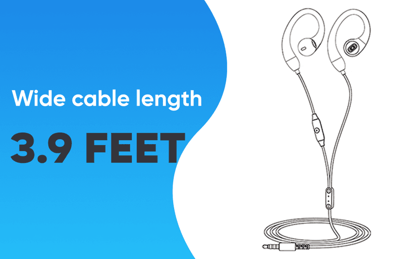 Upgrade Wired Sports Earbuds with Ear Hooks, Running Headphones Secure Fit Wrap Around Ear, Sweatproof In-Ear Earphones with Microphone, 3.5mm Jack for Smartphone Laptop Tablet MP3 Workout Jogging Gym