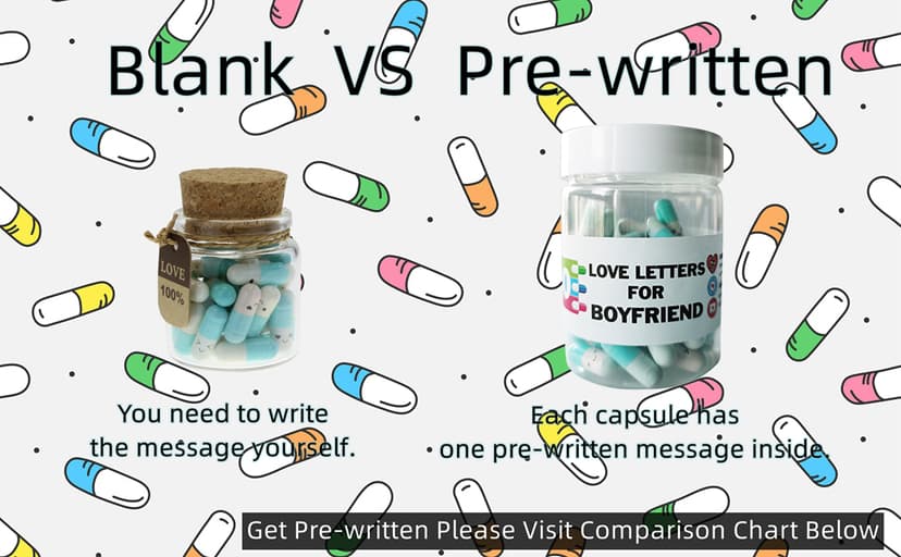 Infmetry Valentines Day Gifts For Her Him Boyfriend Girlfriend Capsule Notes Pills in a Glass Bottle Letter Messages For Couples Men Women (Mixed Color 90pcs)