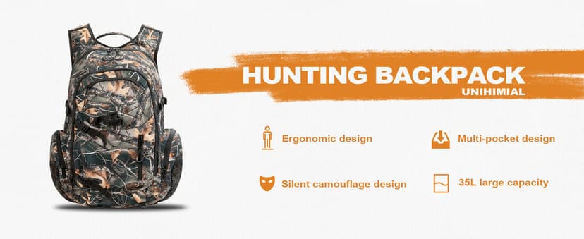 uniHimal Hunting Backpack for Men, Waterproof Camo Backpacks for Hunt with Rain Cover, Durable Large Capacity Day Pack Hunting Gear Accessories for Men