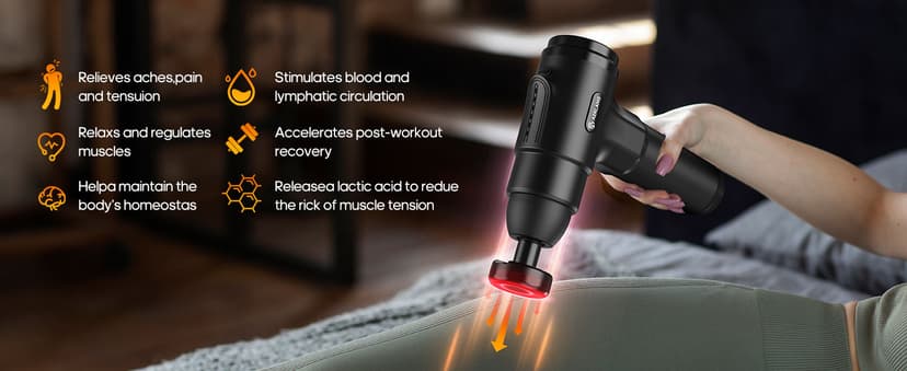 AERLANG Massage Gun with Heat Deep Tissue Back Massager Neck Massager for Pain Relief,Muscle Percussion Massage Gun, Birthday Gifts for Men Women Dad him Handheld Message Gun with 7Heads&Silent