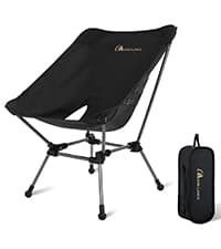 MOON LENCE Portable Camping Chair Plus, Larger & Roomier, Compact and Lightweight Still, Folding Chair for Backpacking & Hiking, 330Lbs Capacity (Black)