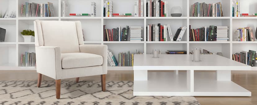COLAMY Modern Wingback Living Room Chair, Upholstered Fabric Accent Armchair, Single Sofa Chair with Lounge Seat and Wood Legs for Office/Bedroom/Reading Spaces, Beige