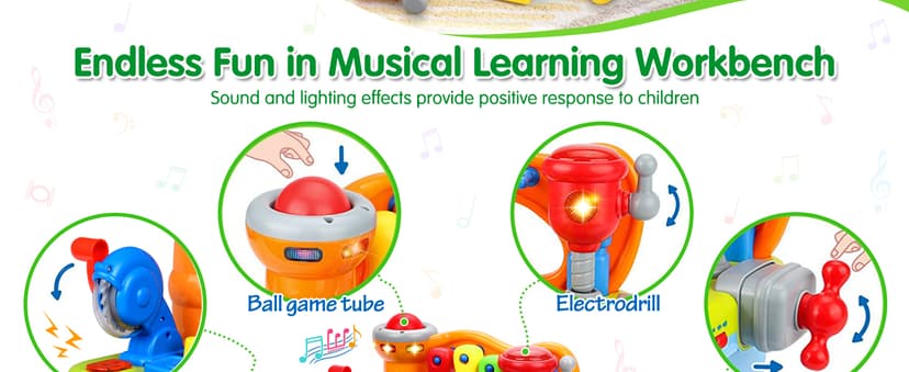 Montessori Toys with Sound Lights Effect, Shape Sorter, Christmas Birthday Gift for Boy Girl,Engineer Pretend Play Workbench Toys for 1 Year Old Boy, Musical Toy Tool Bench, 1 2 3 Years old Boy Gifts B08345YDXJ