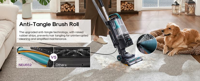 Eureka FlexReach Plus Bagless Upright Vacuum Cleaner for Home,Pet Vacuum for Carpet and Hard Floor, Lift-Up Vacuum with Flooring Type Sensor, HEPA Filter,Anti-Tangle, NEU652, Green