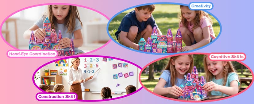 Travel Magnetic Blocks for Kids Toddlers Ages 3-5, 4-8 STEM Preschool Learning Sensory Montessori Magent Toys for Girls Gift Mini Magnetic Tiles Travel Set Unicorn Magnet Building Toys for Girls Gift B0HCZ6Y3M7