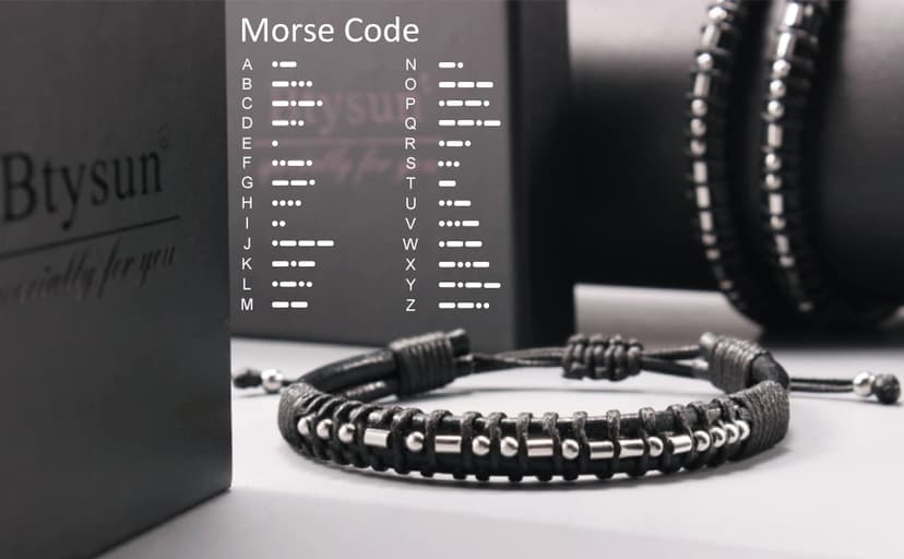 Inspirational Gifts for Men Morse Code Bracelets Mens Bracelets Graduation Gifts for Him Fathers Day Adjustable Leather Bracelet Motivational Birthday Annivesary Jewelry Stocking Stuffers for Men