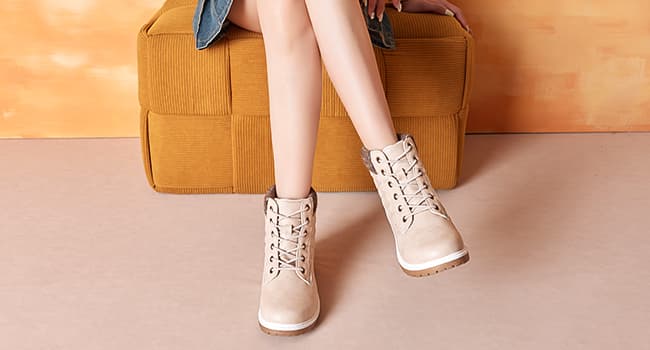 Adokoo Boots for Women Waterproof Fall Winter Ankle Boots Snow Black Combat Boots Lace Up Non Slip for Hiking Work