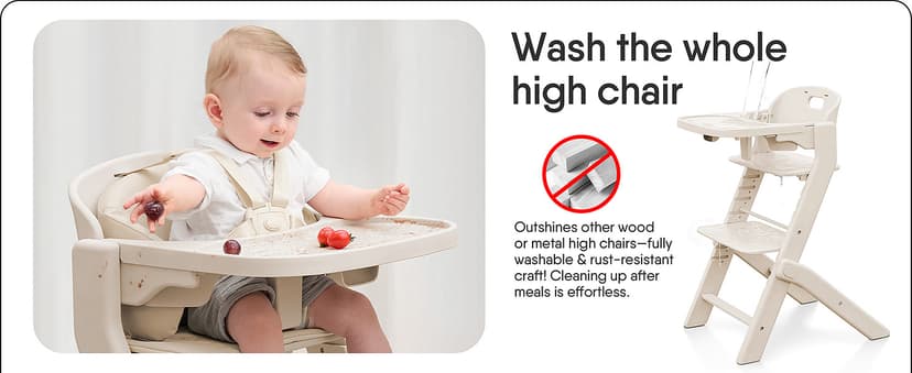 Obee Odee Full-Body Washable Baby High Chair with Soft Cushion, Adjustable for 6 Months to 220 Lb - Multifunctional and Convertible High Chairs for Babies and Toddlers -Portable and Easy Operation