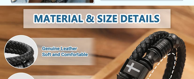 UNGENT THEM Joshua 1:9 Encouraging Christian Birthday Gifts for Boys Teens Men, Bible Verse Leather Cross Bracelet