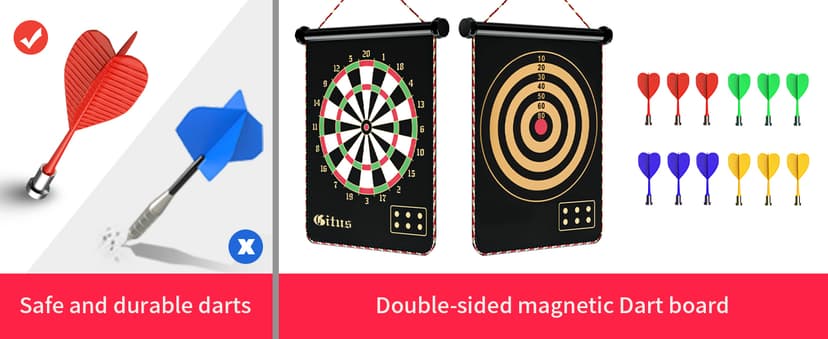 Gitus Magnetic Dart Board Indoor Outdoor Games for Kids with 12 Darts, Gifts for Teenage Boys Teen Boys Gifts Ideas Toys Gifts for 8 9 10 11 12 13 Year Old Boy Game Room Decor