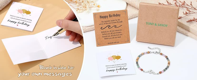 TONY & SANDY Friend Gifts for Women, Christmas Stocking Stuffers for Women, Sister Gifts from Sister, Bestie Friendship Wave Bracelet, Woman Birthday Gifts, Unique Gifts for Her