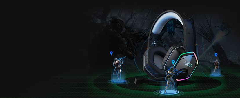 EKSA E1000 USB Gaming Headset for PC, Computer Headphones with Microphone/Mic Noise Cancelling, 7.1 Surround Sound, RGB Light - Wired Headphones for PS4, PS5 Console, Laptop, Call Center