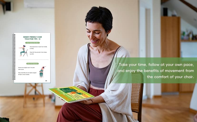 Chair Yoga for Seniors Over 60 Book & Chart – 30-Day Challenge, Gentle Seated Yoga Guide, Chair Yoga for Weight Loss & Flexibility, Senior Chair Exercises for Women & Men, 8.5x11" Book on Chair Yoga B0FPMT82TX