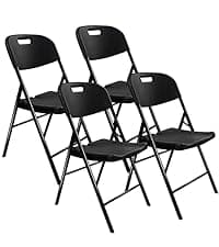 6 Pack Folding Chair, 600 lb Weight Capacity,Indoor/Outdoor Heavy Duty Foldable Chairs for Restaurants, Kitchens, Picnics, Races, Parties & Weddings. (6, Black)