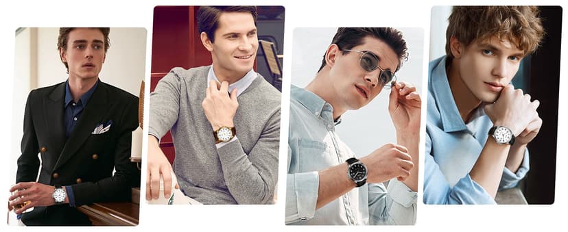 Kakabi Watch for Men, Fashion Minimalist Wrist Watch Waterproof Quartz Analog Date with Leather Strap