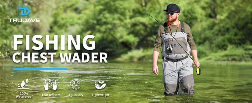 Trudave Fishing Waders, Waterproof Chest Waders for Men & Women, Lightweight Fly Fishing Stockingfoot Waders for Hunting