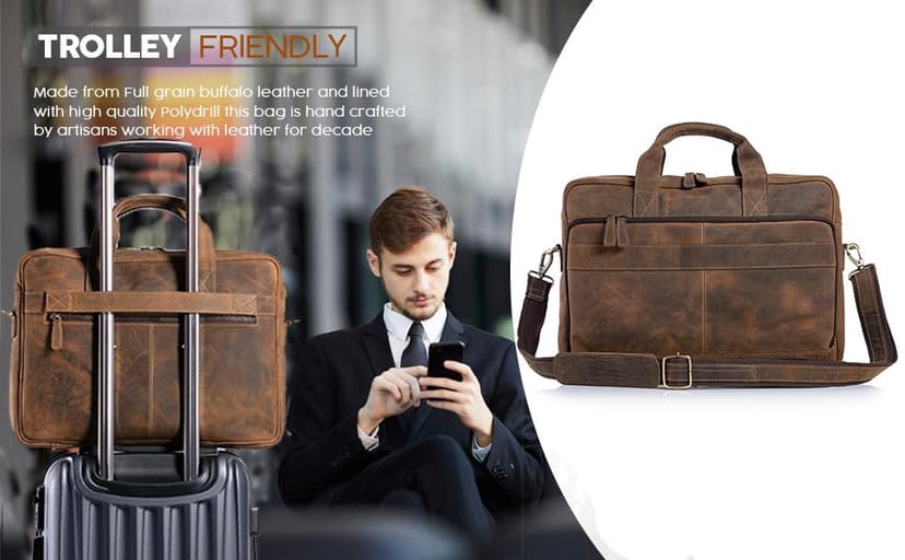 Leather briefcase 18 Inch Laptop Messenger Bags for Men and Women Best Office briefcase Satchel Bag