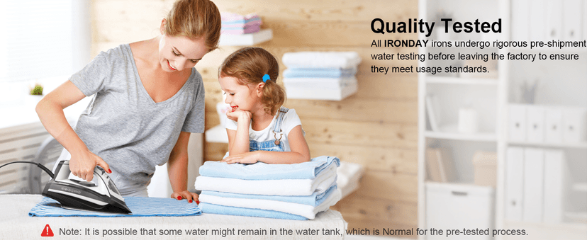 IRONDAY 1700W Steam Iron for Clothes, Rapid Heating, 3-Way Auto-Off, Spray Mist, Steam Burst, 14.07oz Water Tank, Adjustable Thermostat Dial