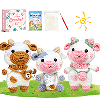 MAGIMUSE Crochet Kit for Beginners, Crochet Starter Kits, Amigurumi Craft Knitting Crocheting Kits with Step-by-Step Video Tutorials, 6 Pack Hanging Potted Plants Family(40%+ Yarn