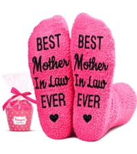 HAPPYPOP Gifts for Mother in Law - Mothers Day Socks Keychain with Greeting Card, Mom in Law Birthday Gifts Christmas Stocking Stuffers