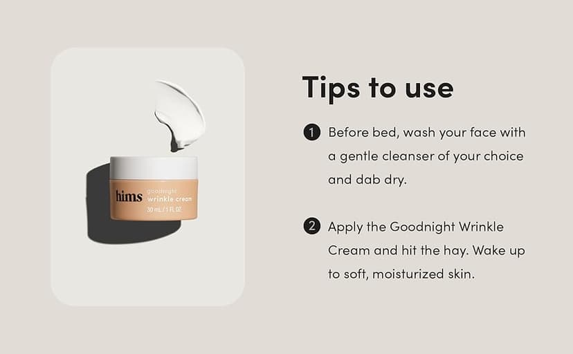 hims Goodnight Wrinkle Cream - Hydrating Men's Face Moisturizer with Hyaluronic Acid, Shea Butter & Caffeine - Reduces Wrinkles While You Sleep - 1 fl oz