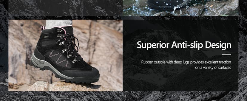 R CORD Hiking Boots Women Waterproof Ankle Support Womens Hiking Boots Backpacking Boots Breathable Non-slip Durable Boots for Outdoors