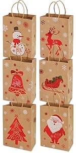 PARSUP Multifunctional Non-Woven Christmas Bags for Gifts Wrapping Shopping - Treat Bags with Handles, Xmas Party Supplies