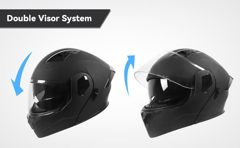Adult Modular Motorcycle Helmets, DOT Approved Flip up Dual Visor Full Face Helmet for Men Women Moto ATV UTV Snowmobile ADV Four Wheeler Street Bike with Gloves & Mask