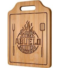 AceThrills Grandpa Gifts for Grandpa Birthday, Christmas, Fahthers Day - Grill Master Engraved Bamboo Cutting Board 12.3"L x 8.7"W x 0.4"Th (World's Best Grandpas)