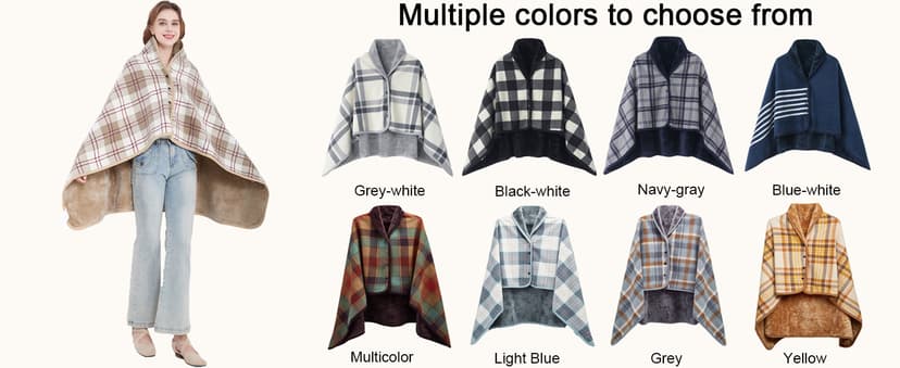 forestfish Fleece Wearable Blanket Oversized, Comfy Lightweight Lap Blanket Poncho Throw With Buttons, 63“x 55” (Grey-white, Medium(55”x39”)) B07Y87KBYS