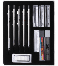 Mr. Pen- Metal Mechanical Pencil Set with Lead and Eraser Refills, 5 Sizes, 0.3, 0.5, 0.7, 0.9, 2mm, Drafting, Sketching, Architecture, Drawing Metal Mechanical Pencils