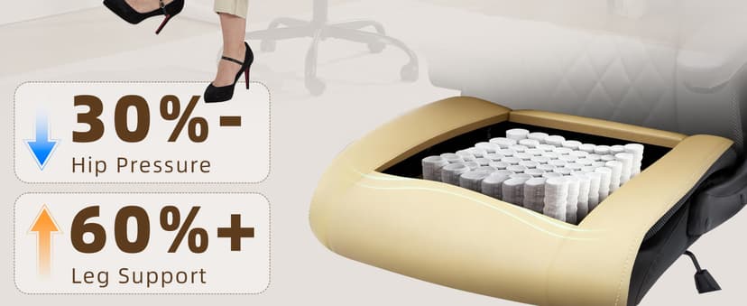 Office Chair, Executive Leather Office Chair with Lumbar Support & Flip-up Armrests, Ergonomic Adjustable High Back Swivel Chair with Rocking Function (Black)