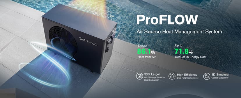 Electric Pool Heat Pump, 30,000 BTU Pool Heater, 8000 Gallons, WiFi Control, Titanium Heat Exchanger, Smart Inverter, for Above Ground and Inground Pools, 120V