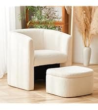 COLAMY Modern Wingback Living Room Chair, Upholstered Fabric Accent Armchair, Single Sofa Chair with Lounge Seat and Wood Legs for Office/Bedroom/Reading Spaces, Beige