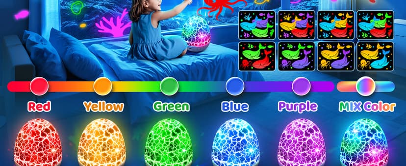 Baby Toys Sensory Toys for Boys Sound Machine Night Light Projector Autism Toys Kids Christmas Gifts | 15 White Noise 3D Films 31Colors Remote Control Night Light for Kids, Baby Boy Gifts Egg Light
