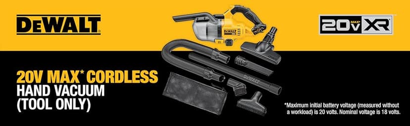 DEWALT 20V Handheld Vacuum Cordless, Car Vacuum with HEPA Filter, 6 Attachments and LED Light, High Performance Dry Only Small Shop Vac, Battery Not Included (DCV501HB)