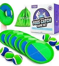 PlayZap Toss and Catch Ball Set Ultra Sturdy ABS - Valentine Gift for Toddlers Kids Teens Boys Girls 3-5 5-8 8-13+ Yrs - Baseball Toy Indoor Outdoor Yard Game & Beach/Pool Toy Set 4 Pack