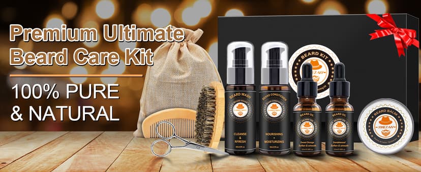 XIKEZAN Beard Kit for Men Grooming & Care w/Beard Conditioner, Wash, Oil, Balm, Brush, Comb,Birthday Fathers Valentines Gifts for Men Him Dad Husband Boyfriend Christmas Gifts Mens Stocking Stuffers