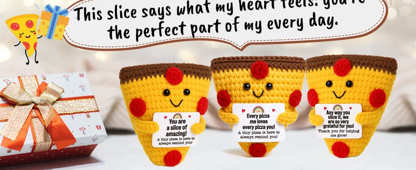 Romantic Gift For Couple Boyfriend Girlfriend Cute Handmade Crochet Pizza For Anniversary Valentine’s Day Love Gifts For Husband Wife Partner Small Birthday Gift Idea for Couples Pizza Decor