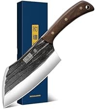 Butcher Knife Set, Hand Forged Butcher Chef Knife Set with Roll Bag, Sharp Meat Cleaver Knife & Bone Chopper Knives & Fillet Knives for Home & Camping & BBQ Gift for Men