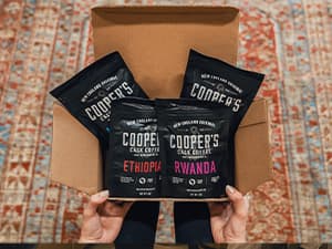 Gourmet Coffee Sampler Gift Box Set, Roasted Coffee Ground, Sumatra Dark, Kenya AA Medium-Dark, Rwanda Medium, Natural Ethiopian Light, Ground, 4 Bags, 16 oz Total