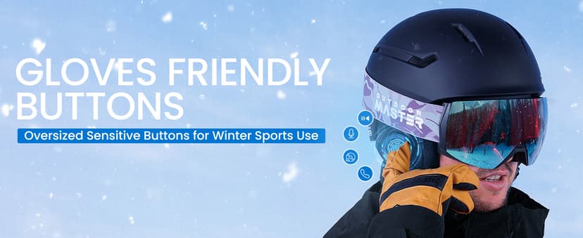 OutdoorMaster Update Ski Helmet Headphones, True Wireless Bluetooth with Storage Case, Drop-in HD Speaker Chip Compatible with Audio Ready Snowboard Helmets with Built-in Mic - Navy Blue