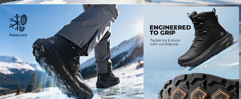 NORTIV 8 Men's Wide Winter Boots Grip on Snow Ice Insulated Waterproof Lightweight Comfortable Hiking Outdoor Boots