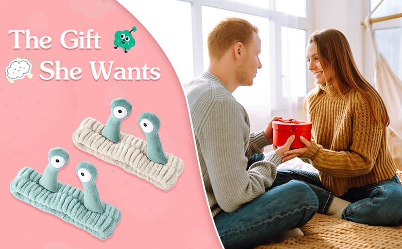 Molain Face Wash Headband, Palm and Snail Spa Hair Bands Makeup Headbands Women Cartoon Cute Coral Fleece Elastic Headband Creative Hair Accessories for Washing Face Shower Beauty Skincare