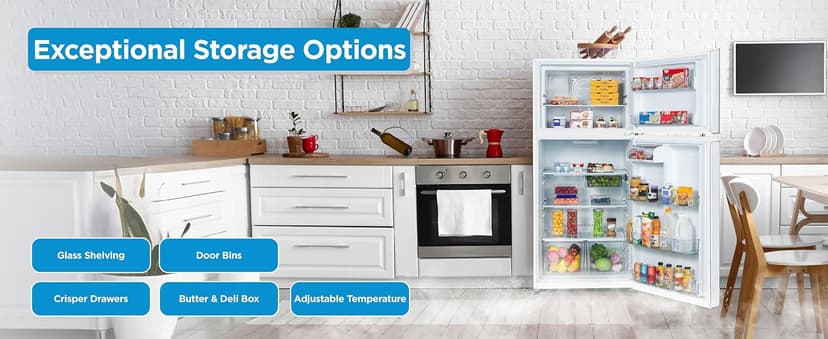 Commercial Cool 18 Cu. Ft. Top Mount Refrigerator with Freezer, 2-Door Refrigerator with Top Freezer and Adjustable Temperature Control, Ice Maker Ready, Energy Star Certified, White